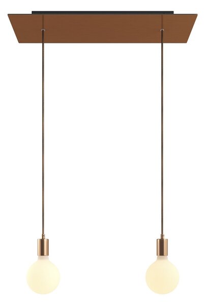 Creative cables Závěsná lampa se 2 světly, s obdélníkovým XXL baldachýnem Rose-one, textilním kabelem a kovovými komponenty Barva: Matný bílý dibond