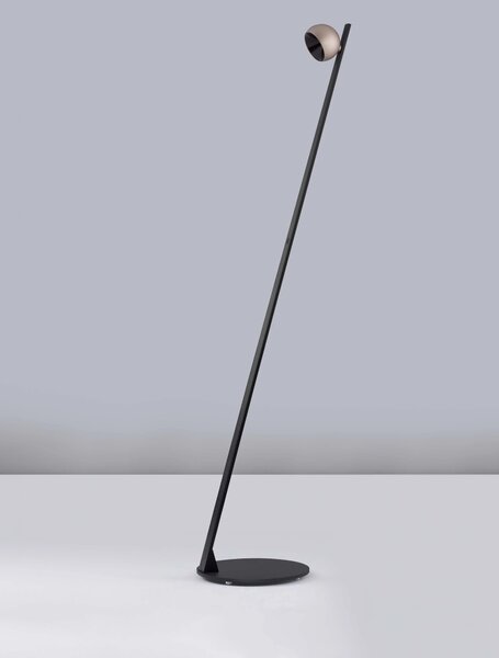 LED stmívatelná champaign zlato-černá stojací lampa Lusa