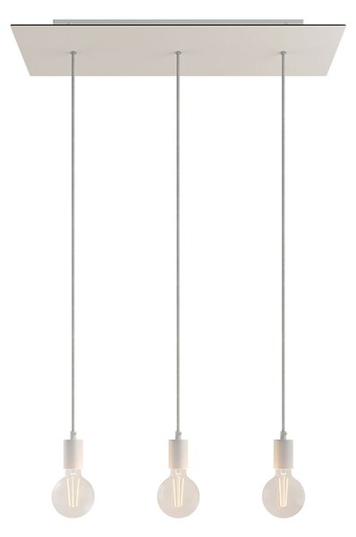 Creative cables Závěsná lampa se 3 světly, s obdélníkovým XXL baldachýnem Rose-one, textilním kabelem a kovovými komponenty Barva: Matný bílý dibond