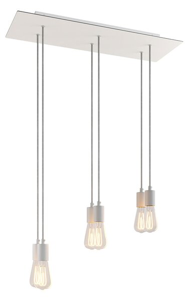 Creative cables Závěsná lampa s 6 světly, s obdélníkovým XXL baldachýnem Rose-one, textilním kabelem a kovovými komponenty Barva: Matný bílý dibond