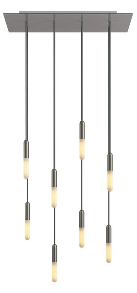 Creative cables Závěsná lampa s 8 světly, s obdélníkovým XXL baldachýnem Rose-one, textilním kabelem a kovovými komponenty Barva: Hladký ocelový dibond