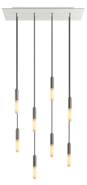 Creative cables Závěsná lampa s 8 světly, s obdélníkovým XXL baldachýnem Rose-one, textilním kabelem a kovovými komponenty Barva: Matný bílý dibond