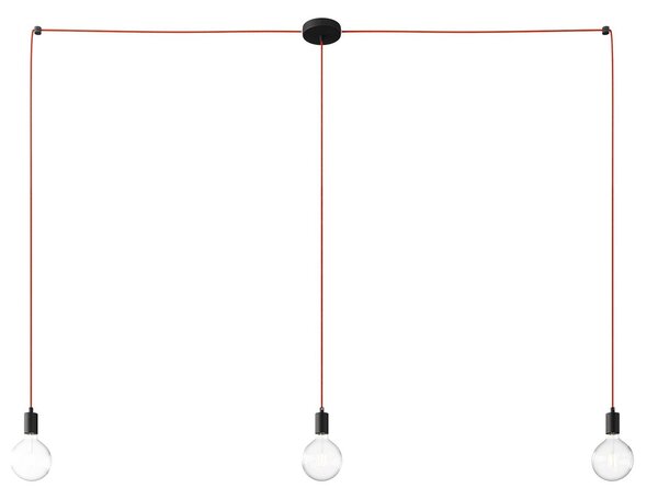 Creative cables Svítidlo Spider se 3 závěsnými světly, textilním kabelem a kovovými komponenty Barva: Černá, Montáž: Sestavený