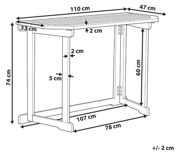 Balkonový stolek TREIA 110 cm 47 cm Akáciové dřevo Hnědá