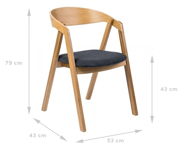 -25 % Dny MOMENTI– FormWood Dubové křeslo Henry s šedým čalouněným sedákem