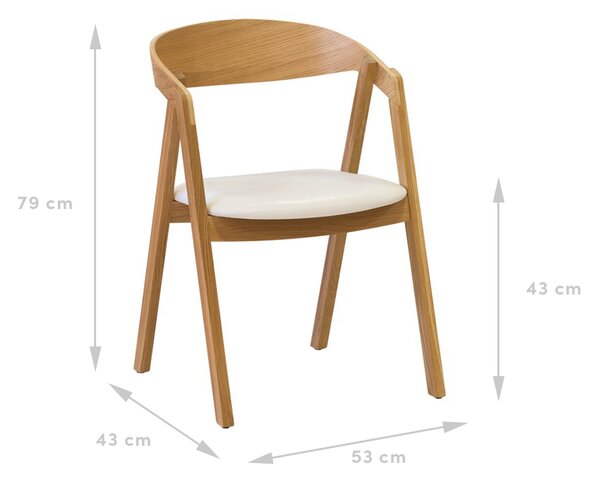 FormWood Přírodní dubové křeslo Henry s bílou koženkou