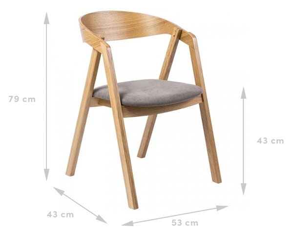 -25 % Dny MOMENTI– FormWood Dubové křeslo Henry se světle šedým čalouněným sedákem