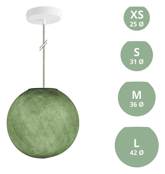 Creative cables Závěsná lampa se stínidlem koule z PE vlákna, polyester Barva: Olivově zelená, Průměr: XS - Ø 25 Cm