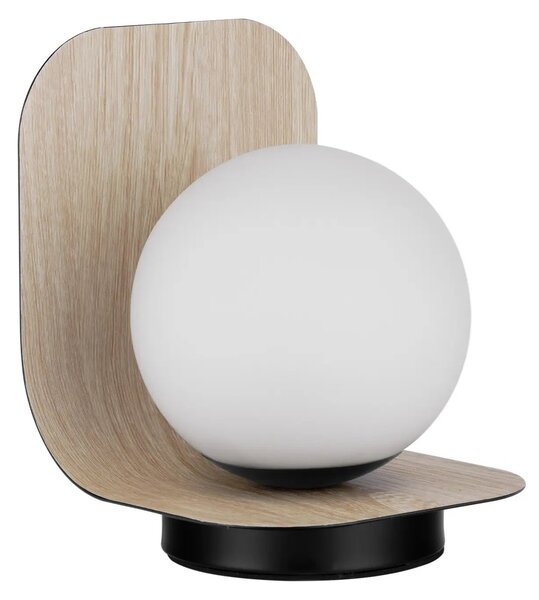 LED dřevěno-černá stolní lampa Kamen – Zlatá