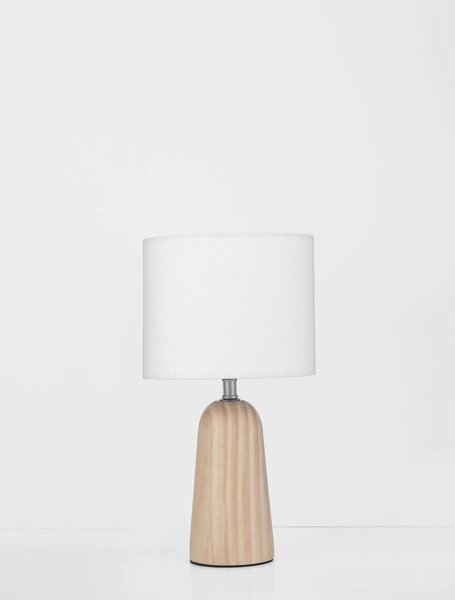 LED dřevěno-bílá stolní lampa Oby