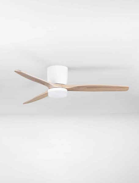 LED bílo-dřevěné designové stropní svítidlo Aloa s dálkovým ovládáním