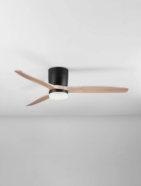 LED černo-dřevěné designové stropní svítidlo Aloa s dálkovým ovládáním 18W