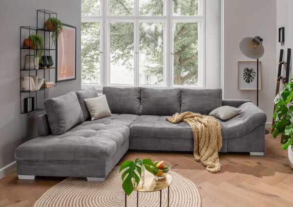 ROHOVÁ SEDAČKA, textil, šedá P & B - Sedací soupravy, Online Only
