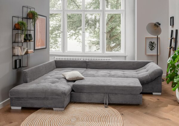 ROHOVÁ SEDAČKA, textil, šedá P & B - Sedací soupravy, Online Only