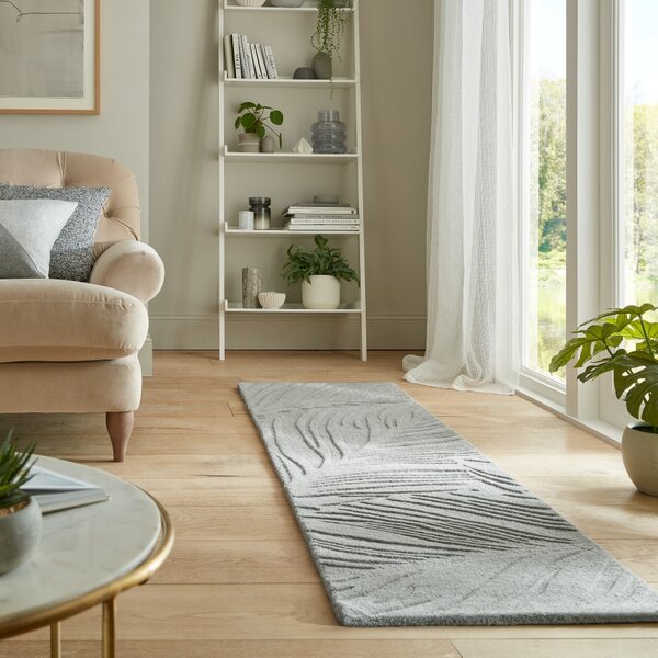 Flair Rugs, Běhoun Solace Lino Leaf Grey, 60x230, šedá, chodba / předsíň