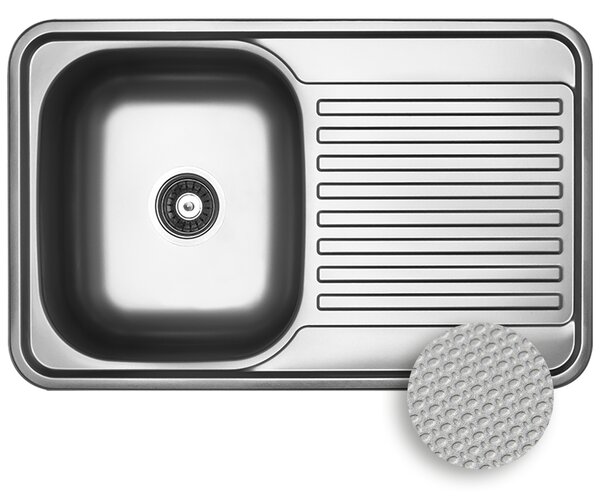 Kuchinox Faro, 1-komorový nerezový dřez 780x480x185 mm, drážkovaný povrch, ocelová, LAV-SKH_311T