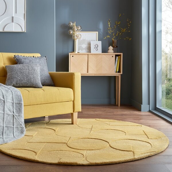 Flair Rugs, Kusový koberec Moderno Gigi Ochre kruh, 160x160 (průměr) kruh, žlutá, ložnice
