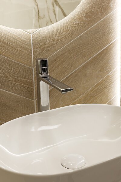 Laveo Lomami, umyvadlo na desku 485x350x135 mm, bílá lesklá, LAV-VUL_6248