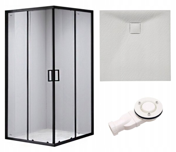 BPS-koupelny Čtvercový sprchový kout BL30B 90x90 černá/transparent + vanička HYD-SSV-JUKO bílá