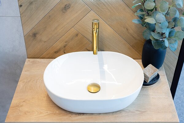 Laveo Lomami, umyvadlo na desku 485x350x135 mm, bílá lesklá, LAV-VUL_6248