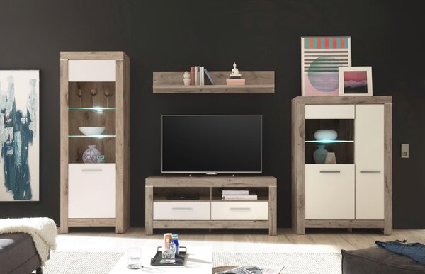 OBÝVACÍ STĚNA bílá, barvy dubu Carryhome - Kompletní obývací stěny