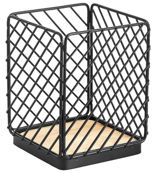 Laveo Oslo, stojan na příbory 106x106x140 mm, černá-hnědá, LAV-ELA_700A