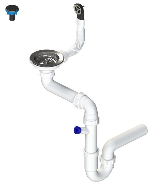 Laveo Sifon Space Saving pro granitové dřezy s 1 komorou - OKS_223A, nerez