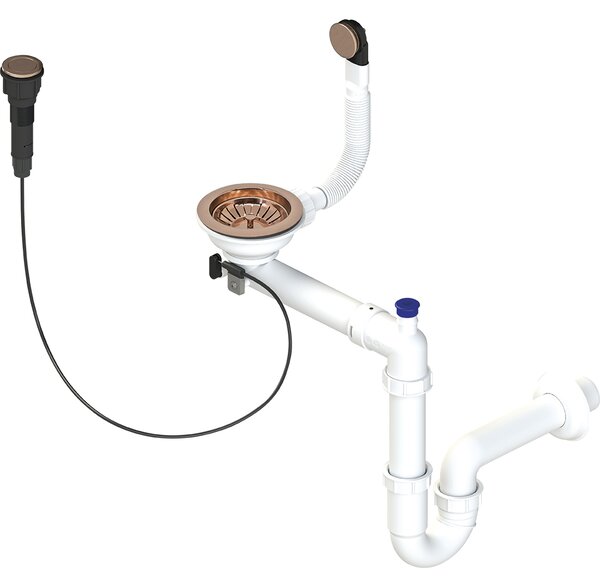 Laveo Sifon Space Saving pro granitové dřezy s 1 komorou - OKS_R63T, růžové zlato lesk