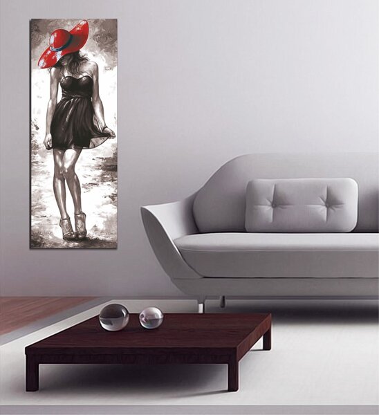 Wallity Obraz na plátně Beauty with hat PC107 30x80 cm
