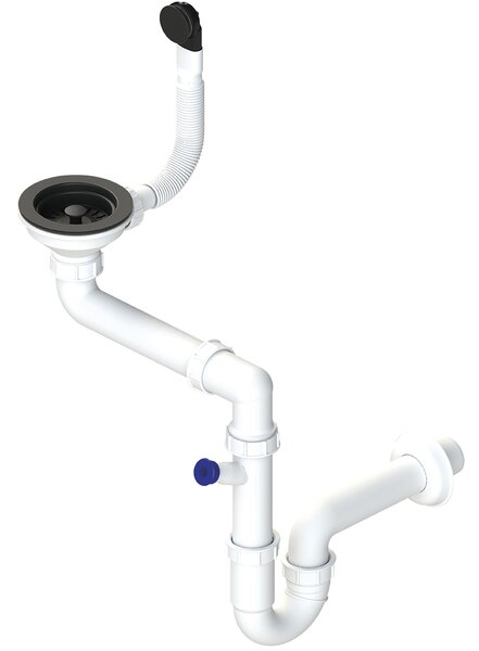 Laveo Sifon Space Saving pro granitové dřezy s 1 komorou - OKS_223C, černá mat