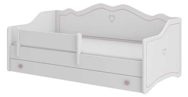 Dětská postel MEKA B + matrace, 80x160, bílá/růžová