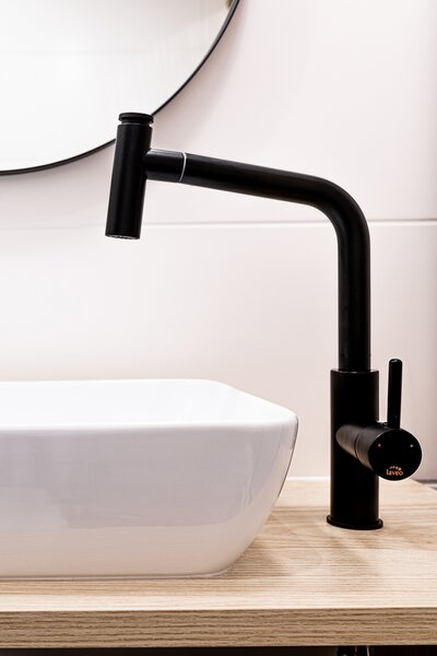 Laveo Toro, kuchyňská baterie stojící h-390, černá, LAV-BAX_769D