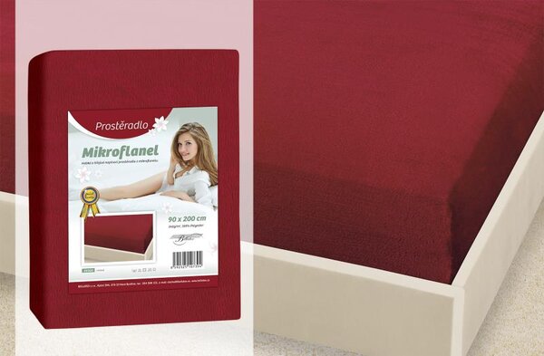 BELLATEX Prostěradlo Mikroflanel Červená 90x200 cm