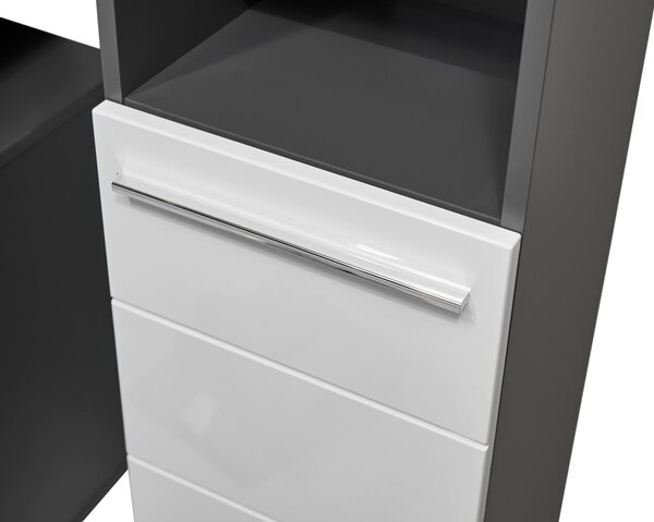 VYSOKÁ SKŘÍŇ, vysoce lesklá bílá, antracitová, 34/190/31 cm Xora - Koupelnové série, Online Only