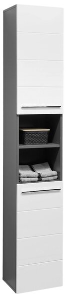 VYSOKÁ SKŘÍŇ, vysoce lesklá bílá, antracitová, 34/190/31 cm Xora - Koupelnové série, Online Only