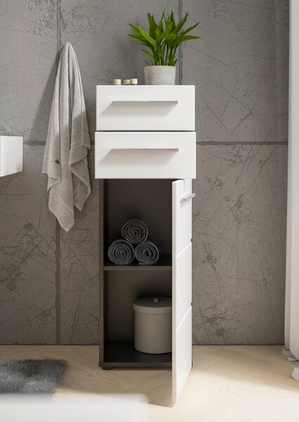 MIDI SKŘÍŇKA, antracitová, vysoce lesklá bílá, 34/104/31 cm Xora - Koupelnové série, Online Only