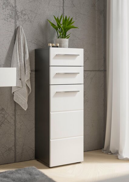 MIDI SKŘÍŇKA, antracitová, vysoce lesklá bílá, 34/104/31 cm Xora - Koupelnové série, Online Only
