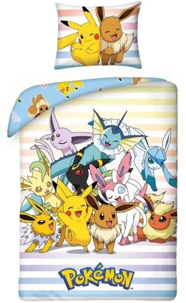 Bavlněné ložní povlečení Pokémoni - Pikachu a Eevee - 100% bavlna - 70 x 90 cm + 140 x 200 cm