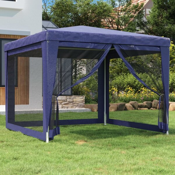 Party stan se 4 síťovanými bočnicemi modrý 3 x 3 m HDPE