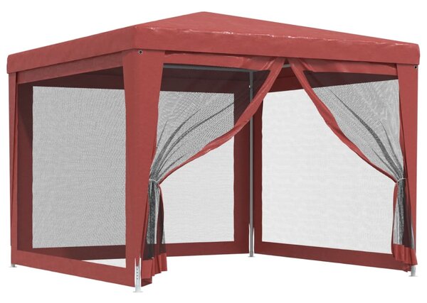Party stan se 4 síťovanými bočnicemi červený 3 x 3 m HDPE 319230