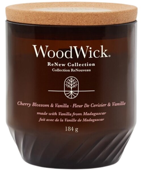 Střední vonná svíčka WoodWick ReNew, Cherry Blossom & Vanilla