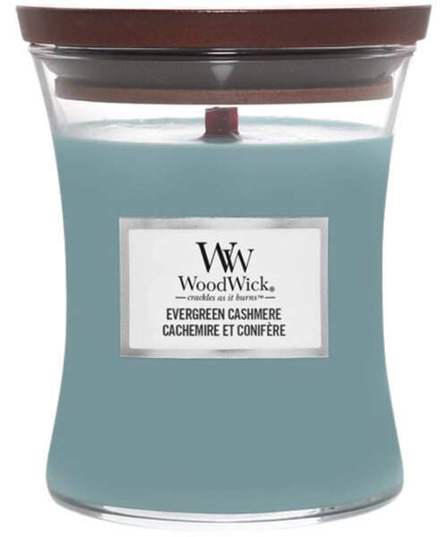 WoodWick Střední vonná svíčka WoodWick, Evergreen Cashmere