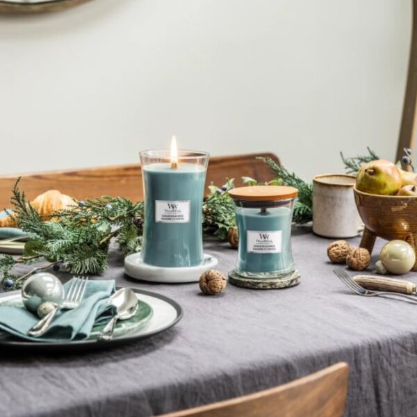 WoodWick Střední vonná svíčka WoodWick, Evergreen Cashmere
