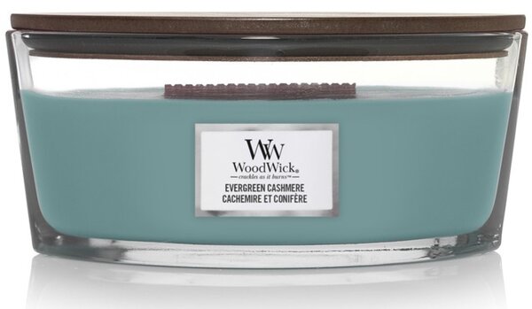 Vonná svíčka WoodWick loď Evergreen Cashmere