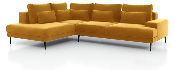 Moderní Rohová sedací souprava do obývacího pokoje Nicole L Žlutá Strana levá Barva Černý