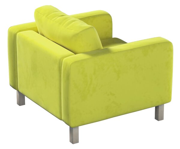 Potah na křeslo IKEA Karlstad, krátký barva zelená látka lesklé, sametová