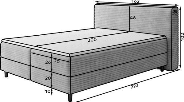 Eltap Čalouněná postel Cortiko s úložným prostorem Materiál a barva potahu: Modullo 35 - zelená, Rozměr: 140x200