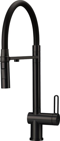 Deante Magnetic, dřezová baterie s připojením vodního filtru a elastickým výtokem, černá, BRM_N75M