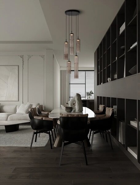Designový lustr Sano 5 Smoky – Černá