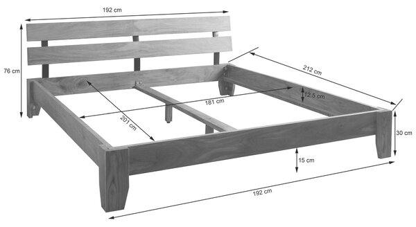 POSTEL, 180/200 cm, barvy akácie MID.YOU - Online Only postele, Online Only